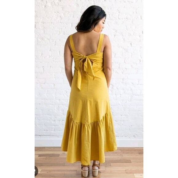 Pinch Golden Yellow Midi Dress Tie Back NWT Large - Picture 2 of 14